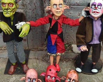 Handmade Monster Marionette – 15.7 Inch Czech Art Doll