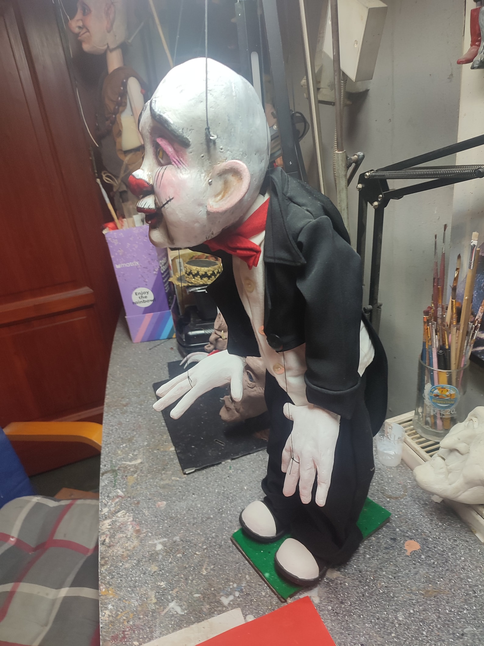 String Evil Clown Professional Puppet Art Doll Etsy