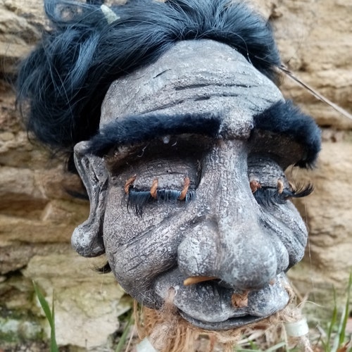 Rustic shops Tiki Skulls, Shrunken Head, Skeleton, Voodoo, Antique Zombie Head / Handmade