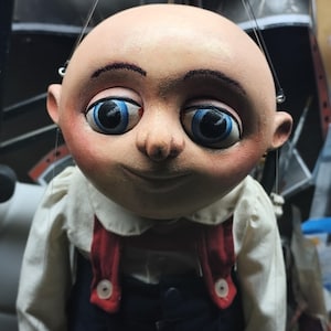 Czech  marionette big Clown boy puppet artist  street televariete string professional Art Doll Handmade