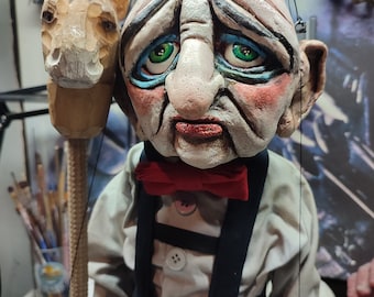 Marionette string - evil clown Professional Puppet Art Doll Old Fashion Vintage Custom Unique Handmade Luxury Dolls made on order awesome