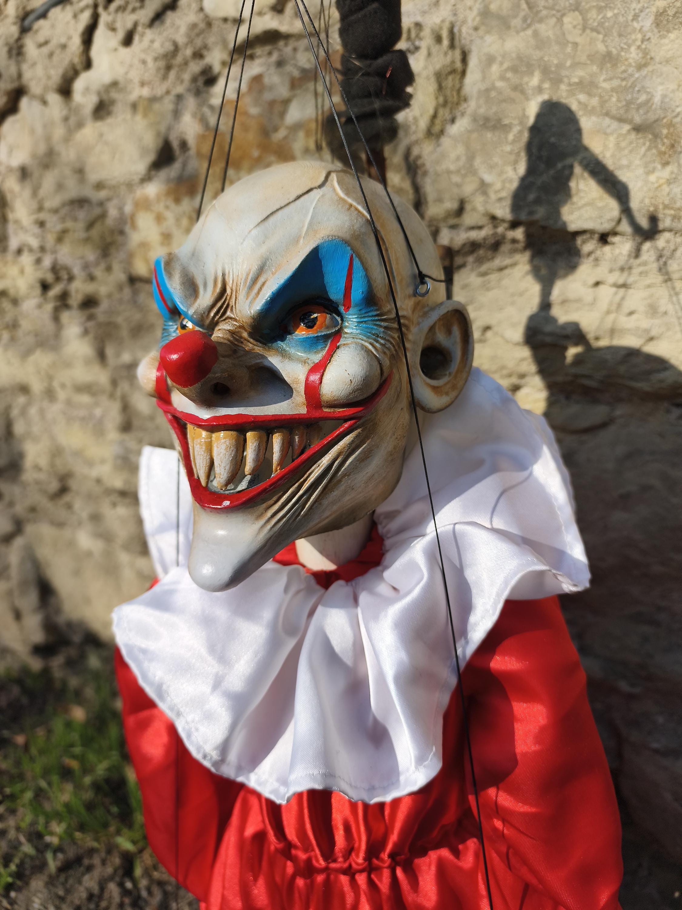 Scary Evil Clown Marionette – Handmade Czech Horror Puppet, 75cm Resin ...