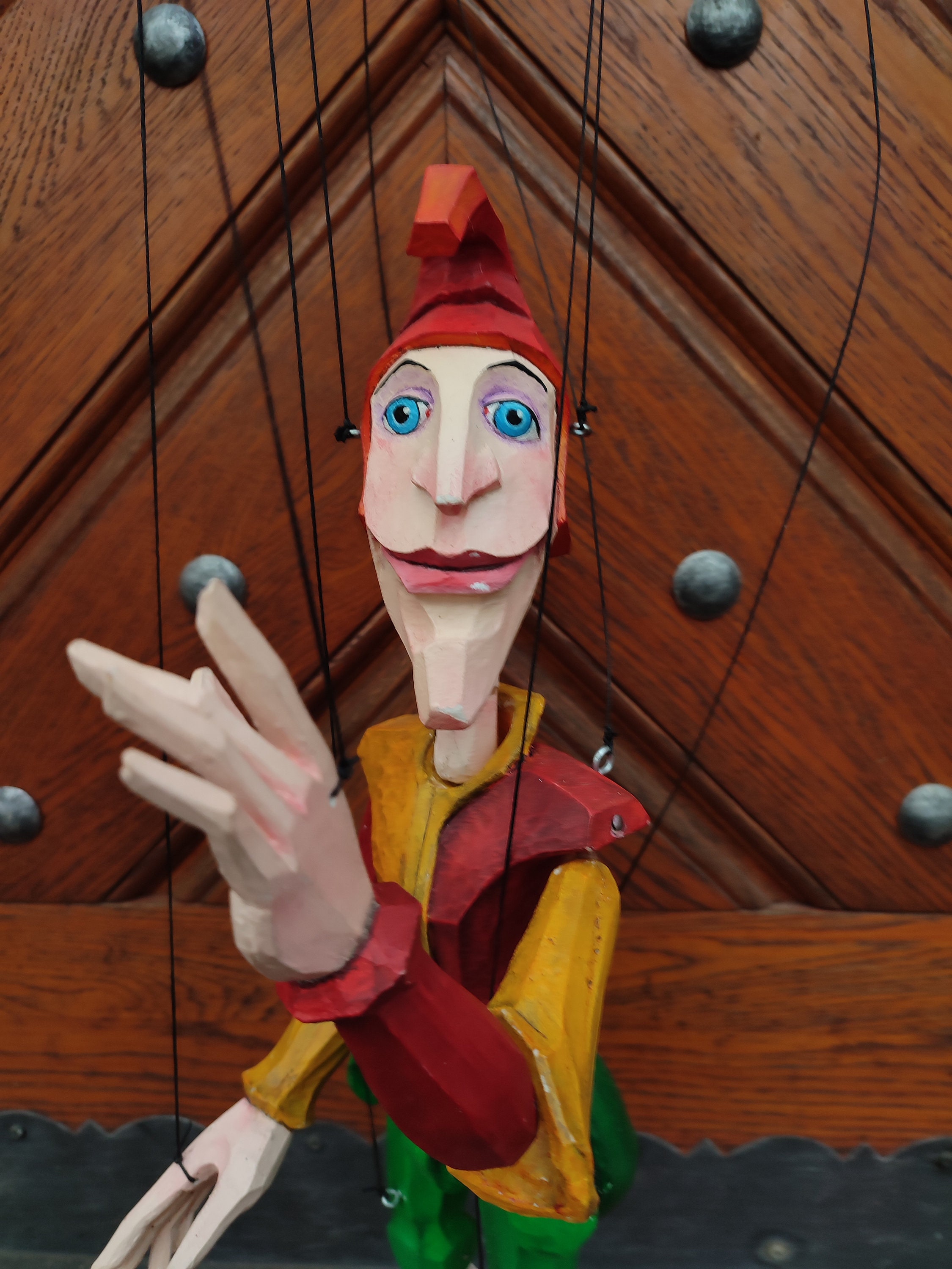 Czech Marionettes, Jester - Hand Carved and Hand Painted Wooden Puppet,  Kind face Jester boy, Great Gift or Decoration for Your Interior, Ideal for