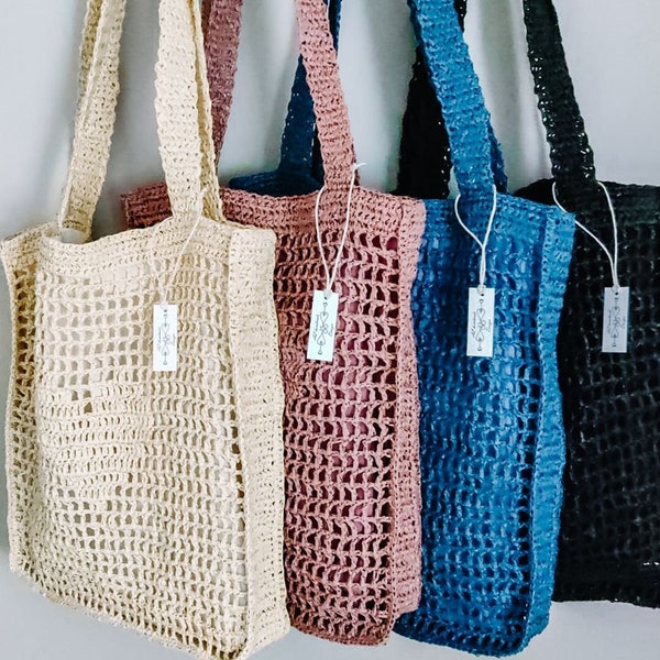 Handmade Crochet bag, Tote bag, Raffia bag, gift for her, natural, sustainable
