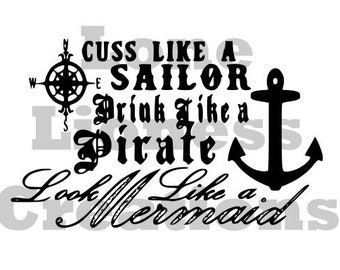 Curse Like A Sailor Drink Like A Pirate Skull Sword Mens T-Shirt