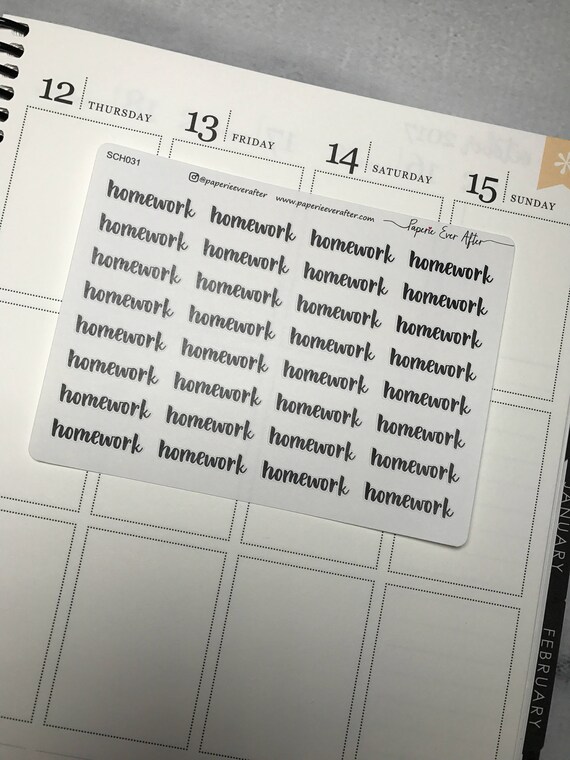 homework word planner stickers school planner stickers student planner stickers sch031 homework word