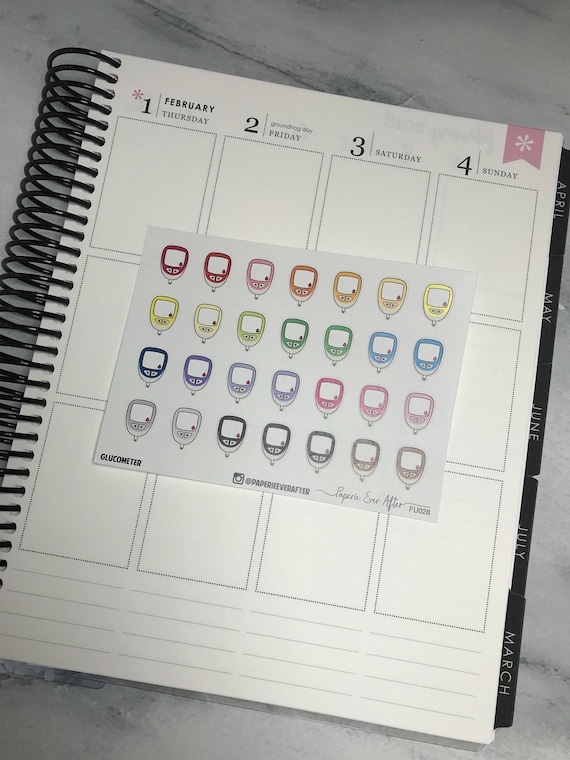 glucometer planner stickers blood sugar tracking fu028 etsy sugar tracking
