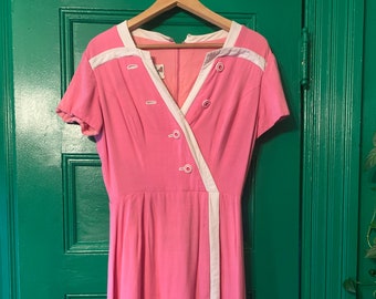 Structured Pink Dress with White Yoke