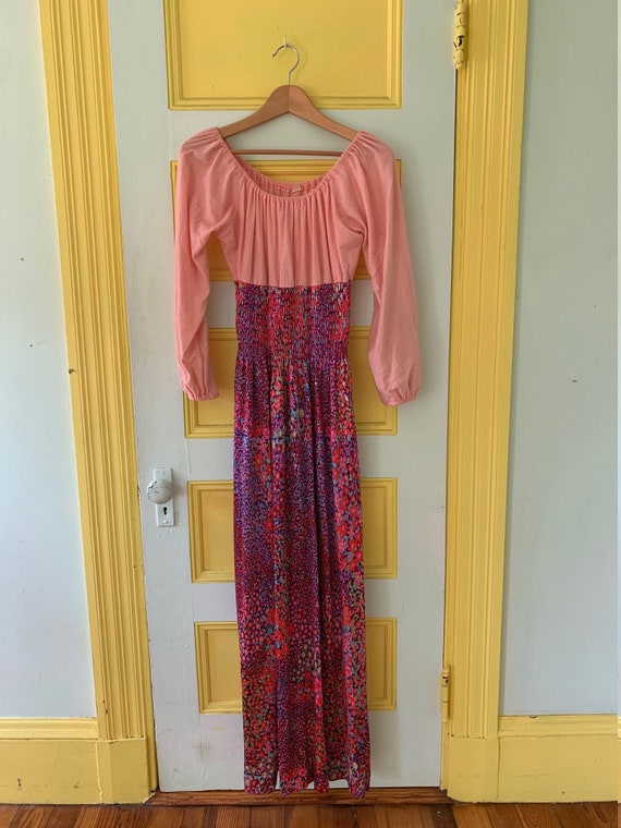Sweet Seventies Off-the-shoulder Peasant Maxi Dres