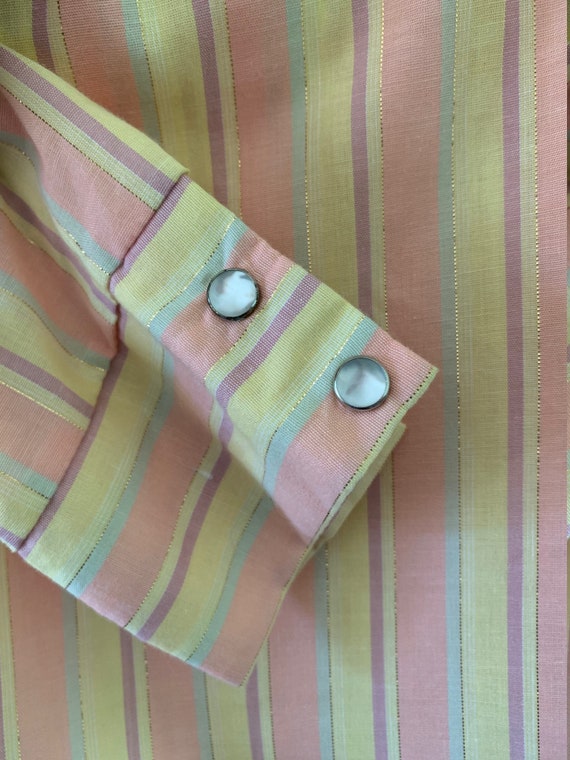 Shimmering Pastel-Striped Western Snap Shirt - image 5