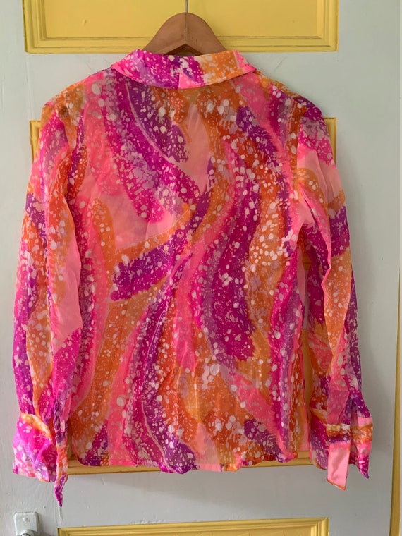Bright Psychedelic Swirling Pussy Bow Blouse - image 4