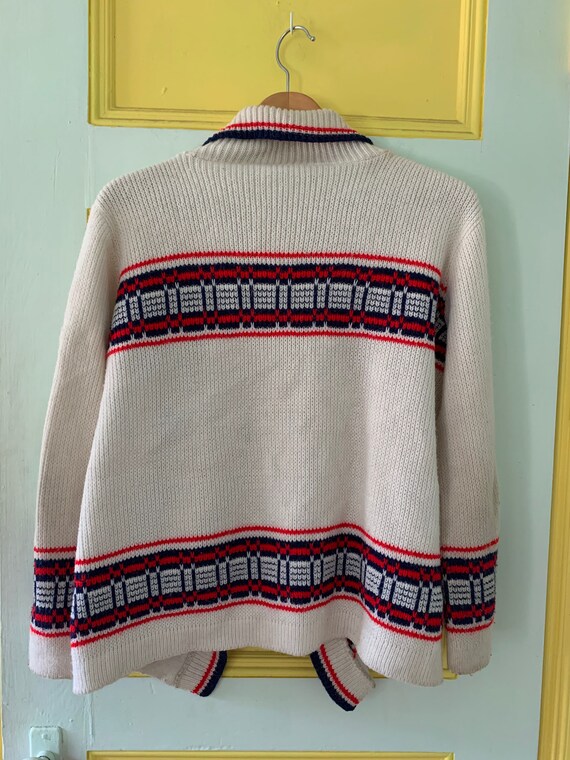 Classic '70s Cardigan in Red, White, and Blue - image 3