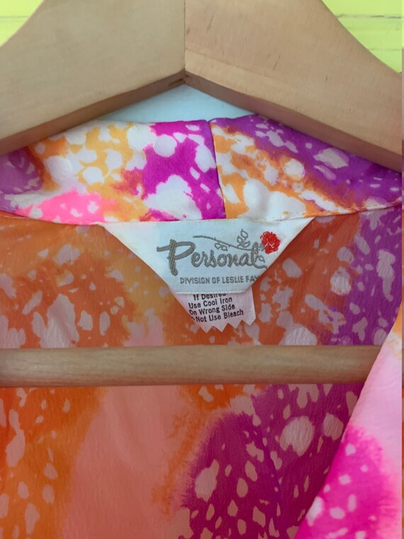 Bright Psychedelic Swirling Pussy Bow Blouse - image 5