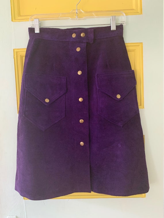 Glorious Purple Faux-Suede Snap-up Skirt
