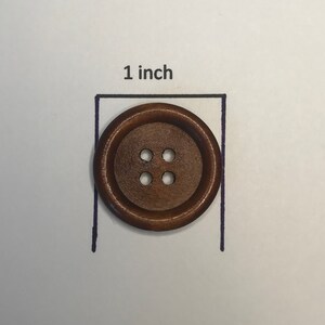 1” Round Wood Buttons, Dark Brown, 25mm, 4 Holes, Craft Supplies ...