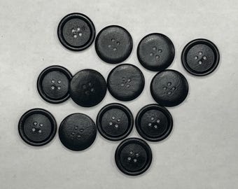 1” round wood buttons, black, 25mm, 4 holes, craft supplies, knitting buttons, fastening buttons, sewing buttons