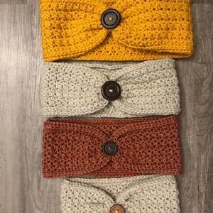 Boho Crochet Turban Ear Warmer, Women's Crochet Headband, Boho Crocheted Headband, Ear warmer with buttons