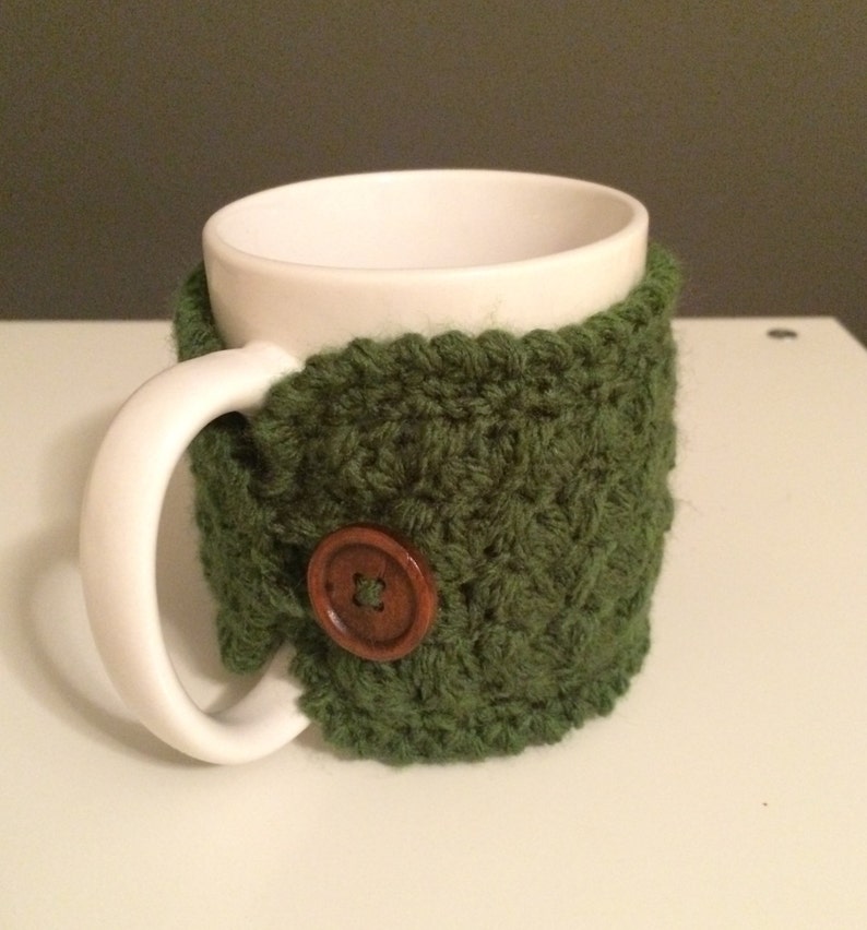 Crochet mug cozy, handmade tea mug sleeve, cozy coffee gift, easy office gift, crochet cup cozy, eco friendly teachers gift, mug warmer image 1