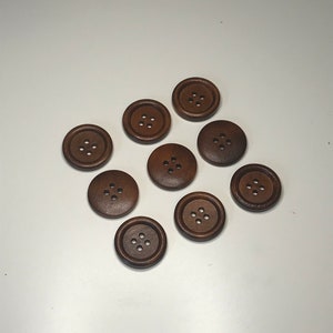 1 round wood buttons, dark brown, 25mm, 4 holes, craft supplies, knitting buttons, fastening buttons, sewing buttons image 5