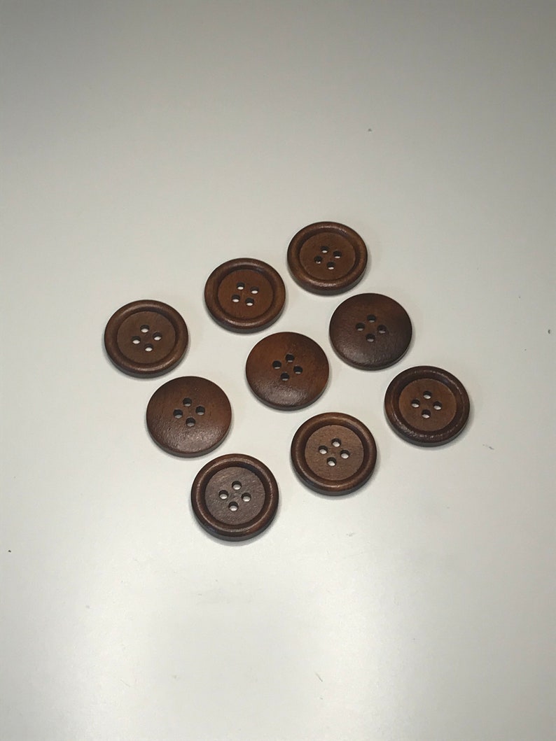 1 round wood buttons, dark brown, 25mm, 4 holes, craft supplies, knitting buttons, fastening buttons, sewing buttons image 5