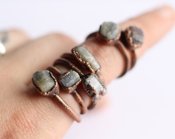 Raw Sapphire Ring - Sapphire Copper Ring - Sapphire Ring - Electroformed Sapphire Ring