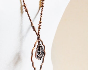 Bohemian Necklace - Bohemian Copper Necklace - Long Bohemian Copper Necklace - Long Bohemian Copper Beaded Necklace - Thai Buddha Necklace