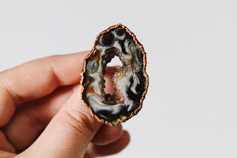 Agate Slice Electroformed Ring Agate Druzy Ring Electroformed Ring Electroformed Crystal Ring image 9