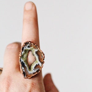 Agate Slice Electroformed Ring Agate Druzy Ring Electroformed Ring Electroformed Crystal Ring image 7