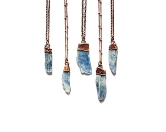 Kyanite Necklace - Electroformed Kyanite Necklace - Raw Kyanite Necklace