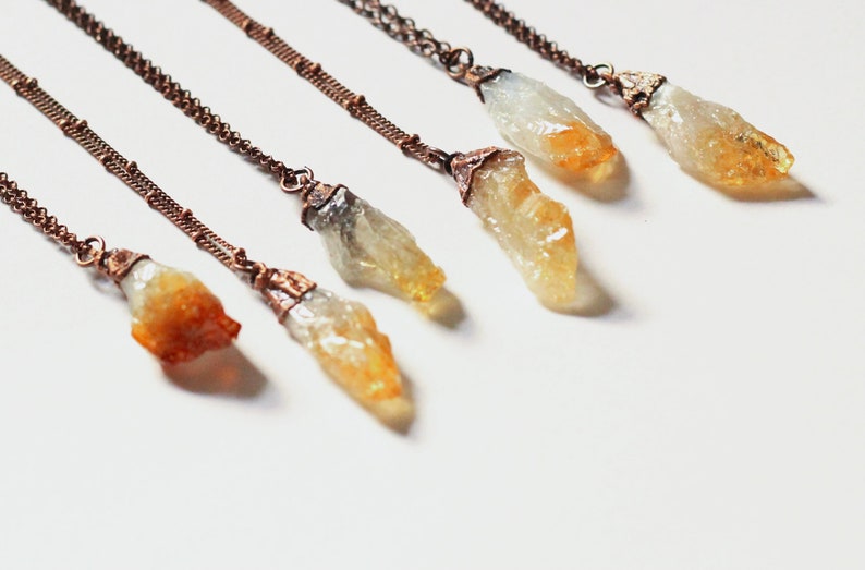 Large Citrine Necklace Citrine Crystal Necklace Crystal Electroformed Necklace Citrine Necklace
