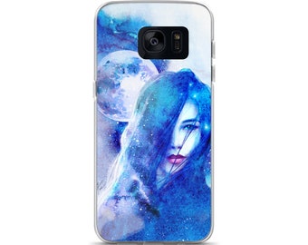 Full Moon Watercolor, Moon Maiden, Modern Witch, Samsung Case