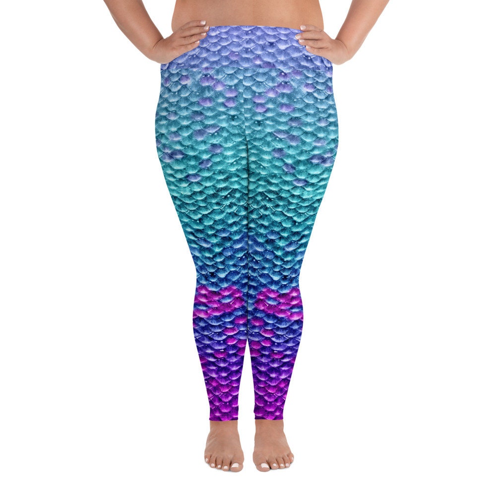Regular or Plus One Size Yoga Leggings Rhinestone Bling Ocean