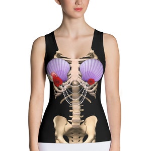 Mermaid Skeleton Tank Top, Goth Mermaid, Costume for Halloween or Day of the Dead, Perfect for Mermaid Lovers