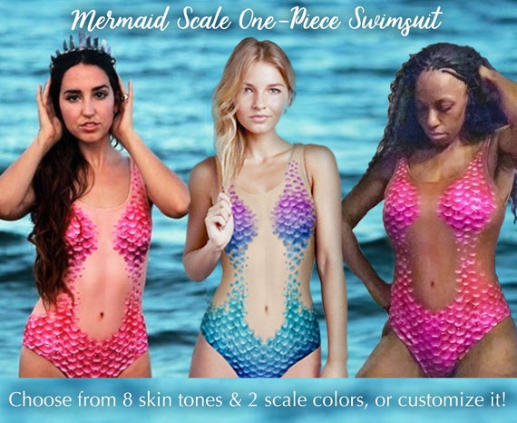 Mermaid Scales Swimsuit Realistic Bodysuit, One Piece, Skin