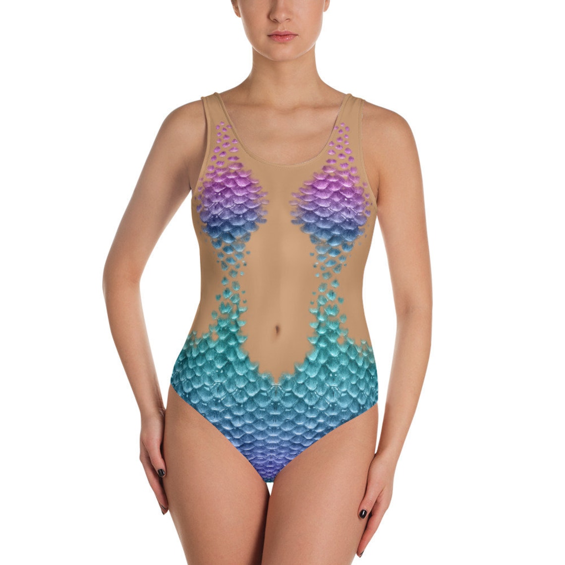 Mermaid Scales Swimsuit Realistic Bodysuit One Piece Skin Etsy