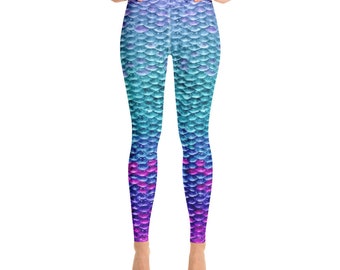 Customizable Mermaid Yoga Leggings, Color as Shown or Can Match Your Mermaid Tail (Silicone or Fabric), Fish Scale Pattern