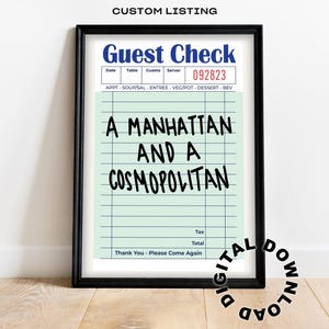 Custom Couple Receipt Print, Digital Download, Receipt Print, Bar Sign, Valentines Gift, Receipt Sign, Printable, Instant Download, 24 hr