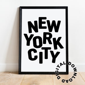 New York City Black and White Poster, New York City Poster, Digital Download, New York City Poster, NYC
