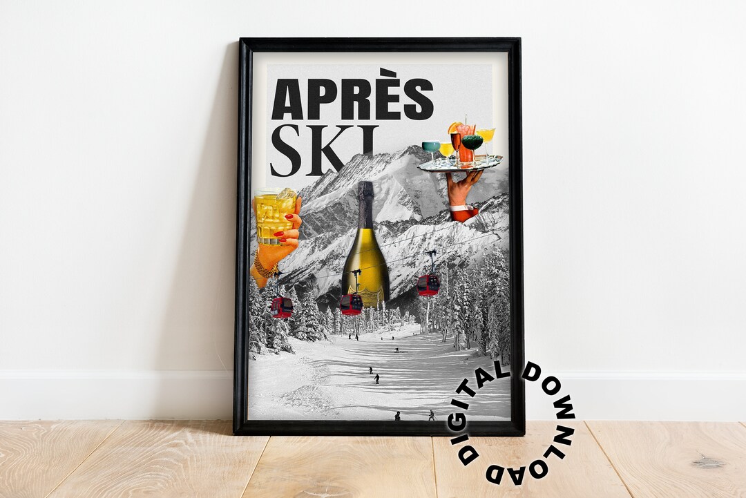 Apres Ski Vintage Collage Print, Apres Ski Alcohol, Digital Download ...