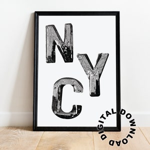 Disco NYC Letters Digital Download, Trendy Disco Wall Art, Digital Print