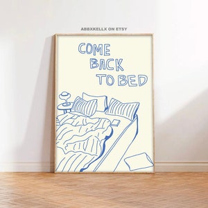 Retro Wall Art, Come Back to Bed Doodle Print, Crayon Sketch Print, Bed Doodle Print, Bedroom wall print, Dorm Wall Art.