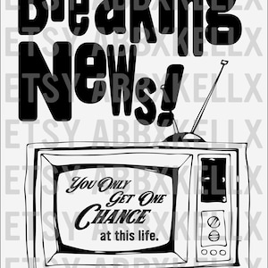 Breaking News Retro Wall Art Vintage Wall Print Digital Download TV