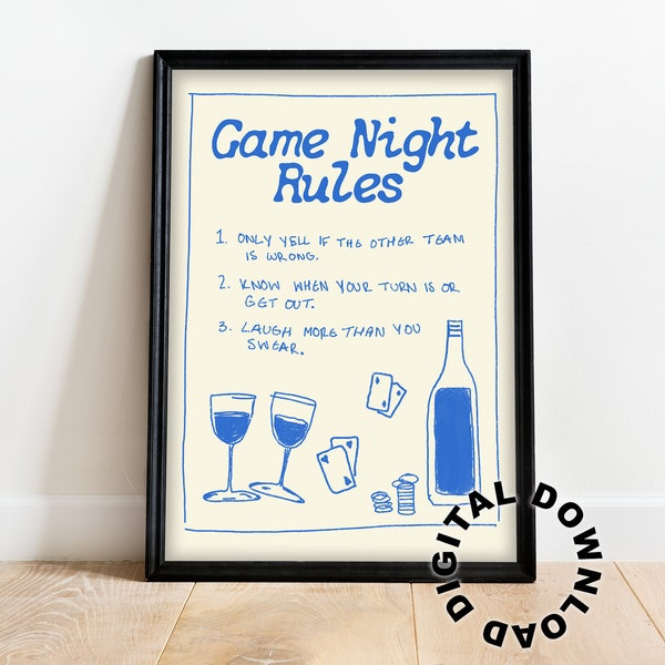 Game Night Rules Print Etsy