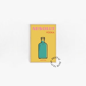 Absolut Vodka Print, Wall Print, Bar Cart Sign, Vodka Print, Colorful, Printable, Instant Download
