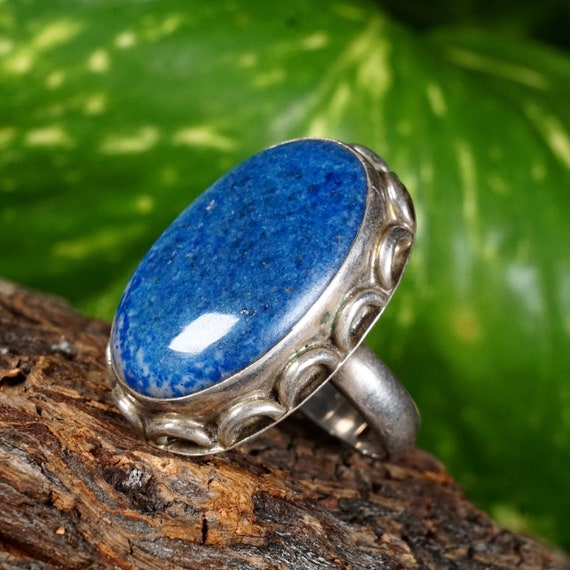 Stunning Vintage Sodalite Sterling Silver Ring Si… - image 3