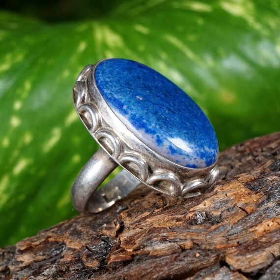 Stunning Vintage Sodalite Sterling Silver Ring Si… - image 2