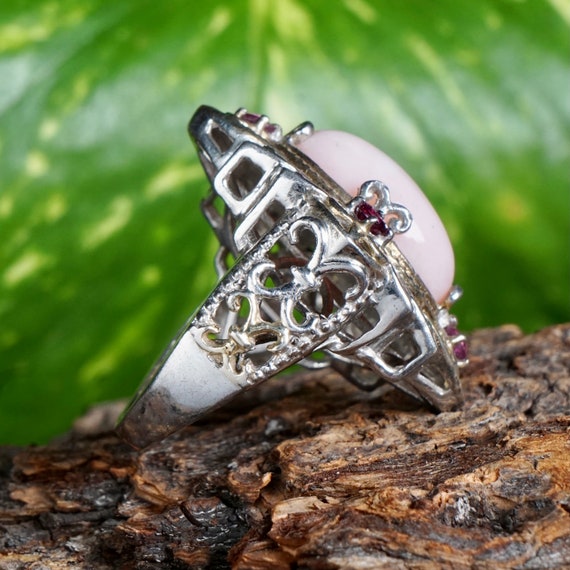 Stunning Pink Coral & Amethyst Two Tone Sterling … - image 3