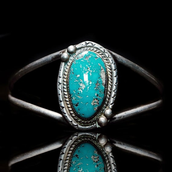 Stunning Vintage Native American Turquoise Sterli… - image 1