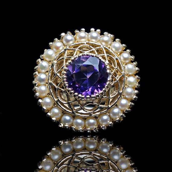 Absolutely Stunning Antique Amethyst & Pearl Seed… - image 1
