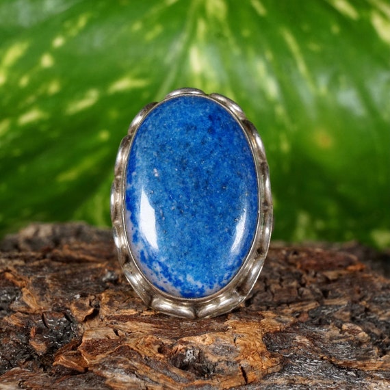 Stunning Vintage Sodalite Sterling Silver Ring Si… - image 1